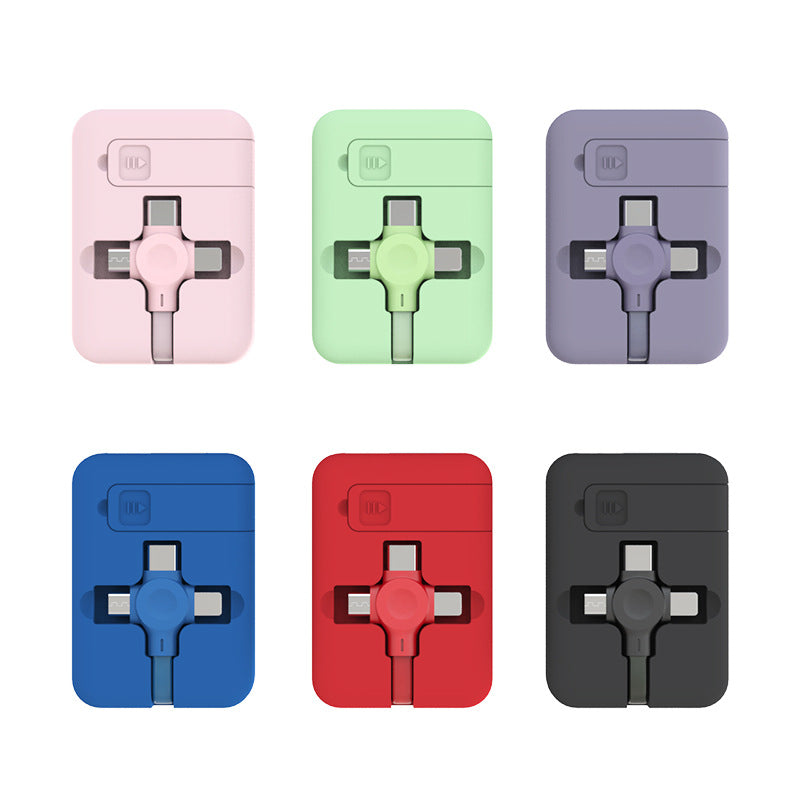 4 In 1 Retractable  Fast Charging Cable with Phone Stand