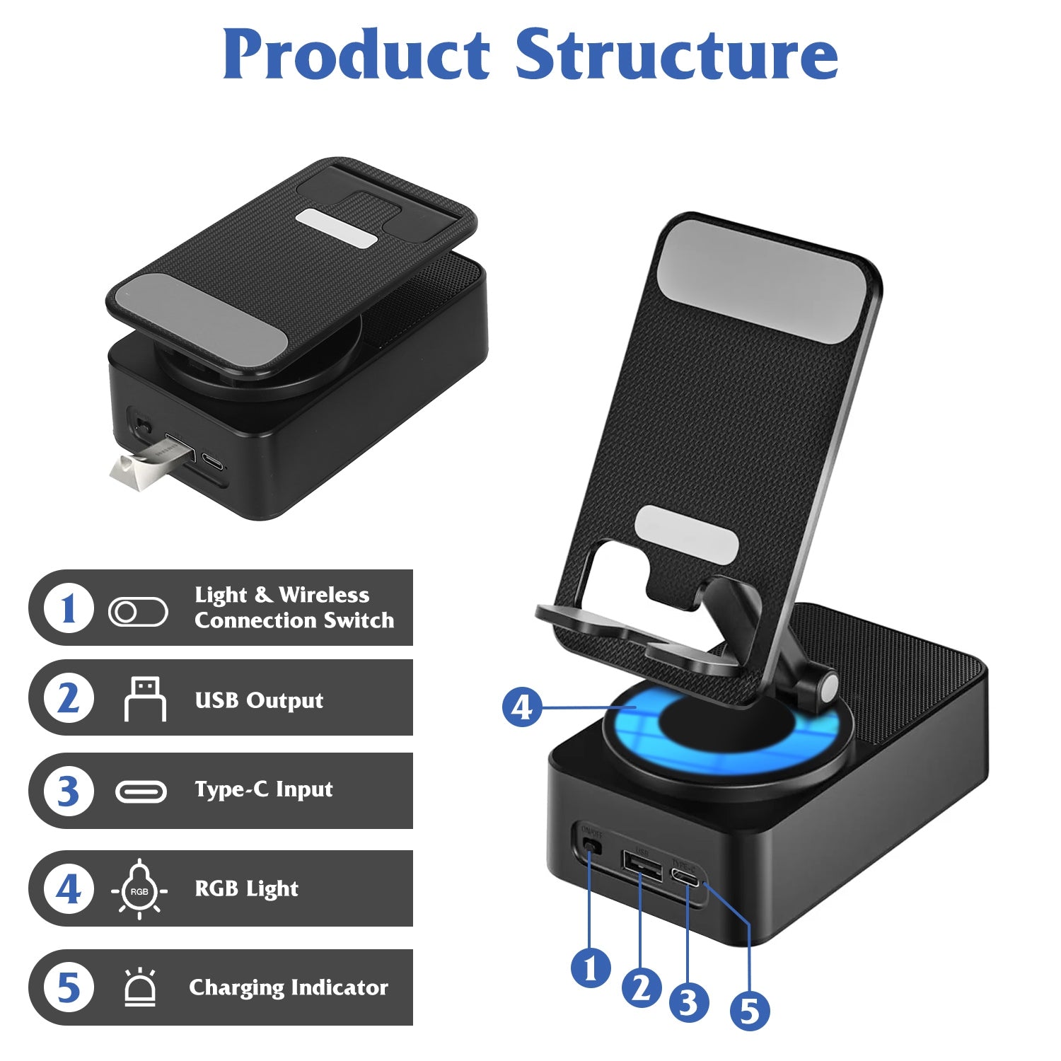 Smart Fold Wireless Speaker Stand & Power Bank