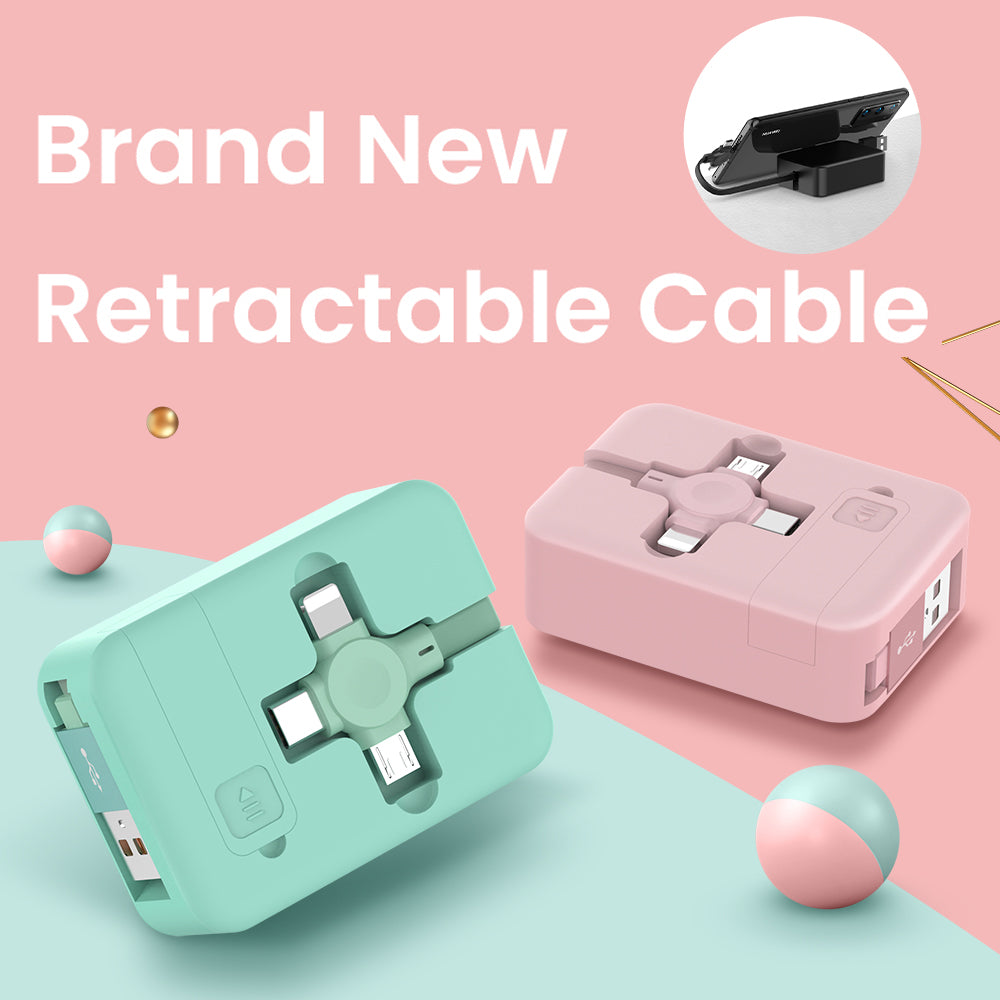 4 In 1 Retractable  Fast Charging Cable with Phone Stand